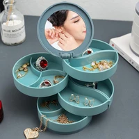 jewelry display organizer dust proof abrasion dust proof resistant mirror multilayers rotary jewelry box household supplies