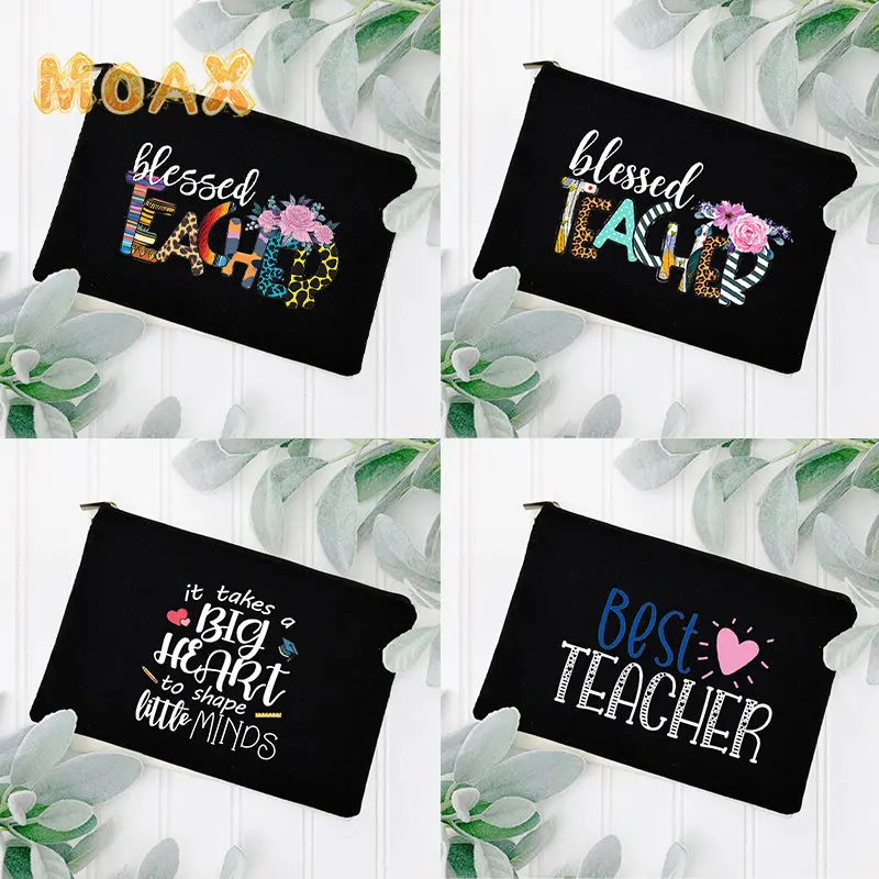 

Blessed Teacher Portable Cosmetic Bag Pencil Bag Best Gift Zipper Beauty Case Travel Organizer Female Makeup Storage Pouch Purse