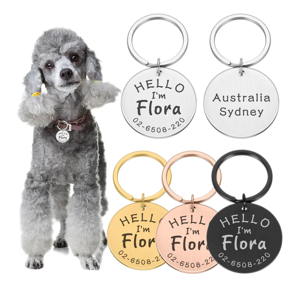 

Personalized Cat Dog ID Tag Nameplate Double Sided Engraved for Small Medium Large Pet Dog Collar Accessories Puppy Kitten Tags