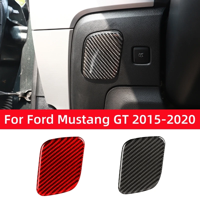 

For Ford Mustang GT 2015-2020 Carbon Fiber Car Main Driver Storage Box Decoration Cover Sticker Decal Car Interior Accessories