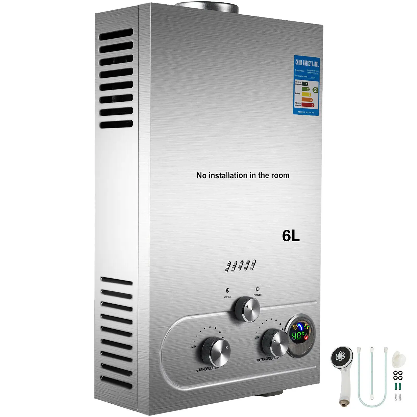 

6L LPG Propane Gas Stainless Tankless Instant Hot Water Heater Boiler