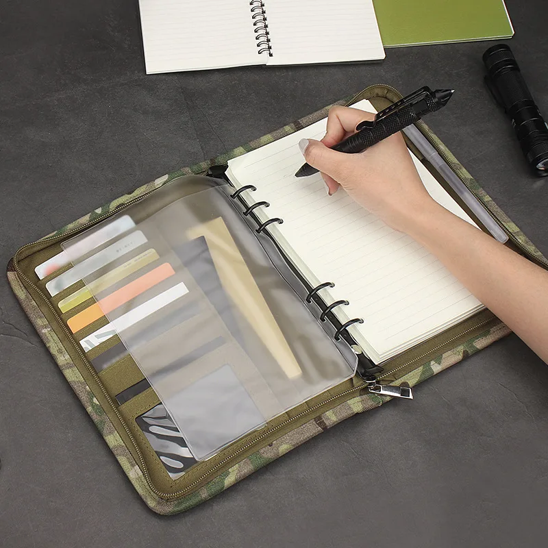 

Outdoor Padfolio Ring Binder with 80 Sheets of Loose-Leaf Paper Military Memorandum A5 Weatherproof Tactical Notebook Hot Sale