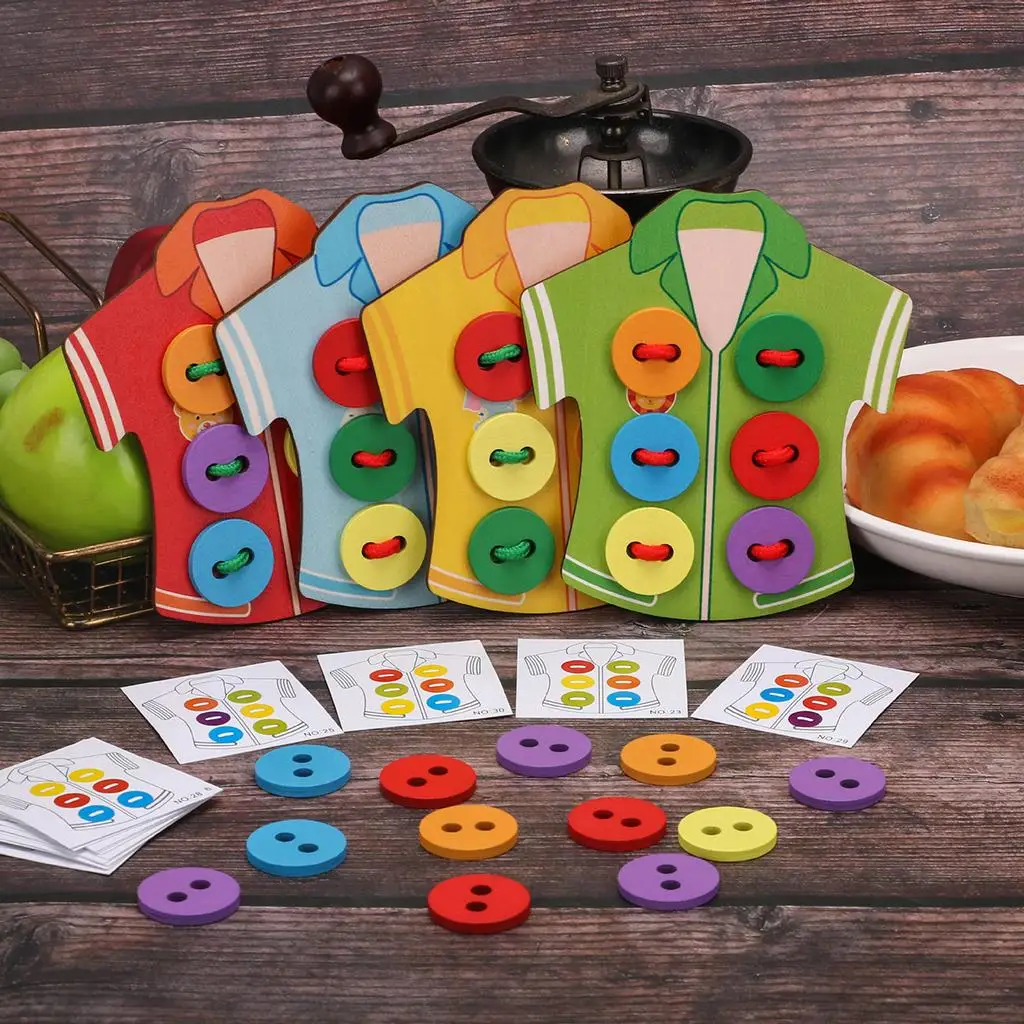 

Threading Toy Button Toys Color Cognition Fine Motor Skills for Girls Kids