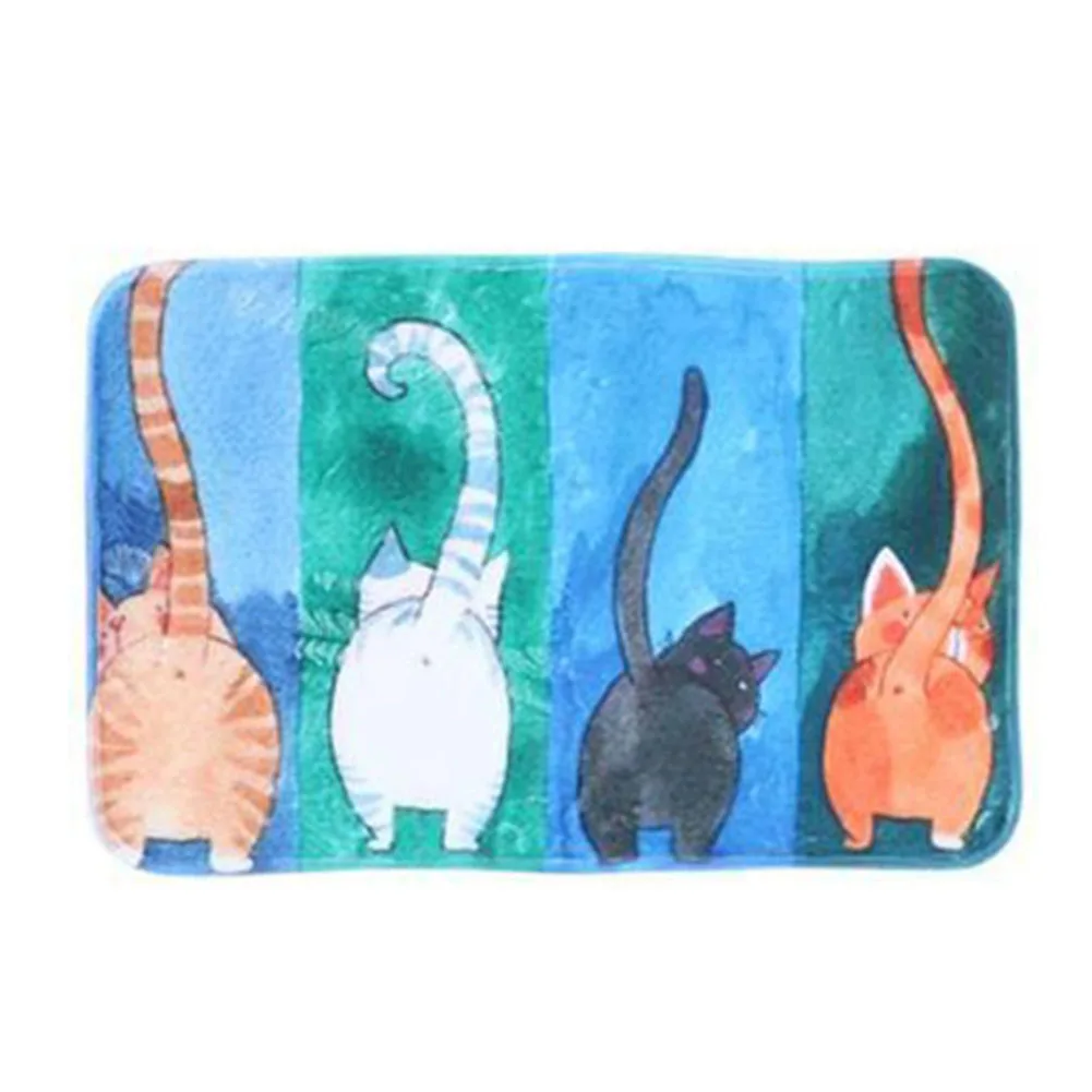 

Bathroom Carpet Doorway Floor Antiskid Absorbent Cute False Cat Printing Bath Mat Kitchen Carpet Rugs Doormat tapete banheiro