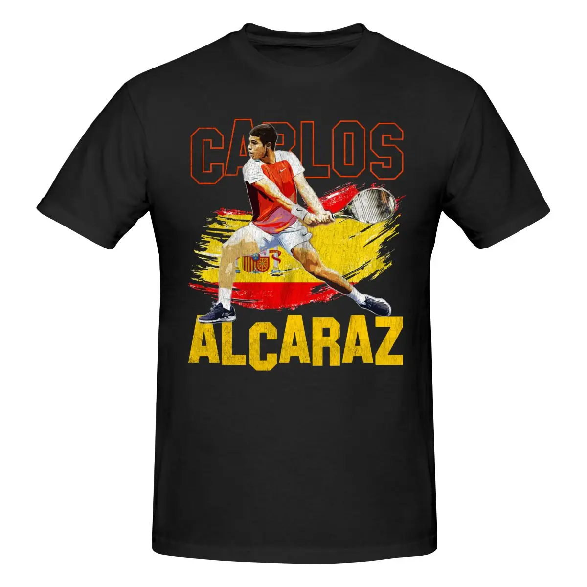 

Carlos Alcaraz Flag Tennis T Shirt Cotton Crewneck Short Sleeve Men T Shirt