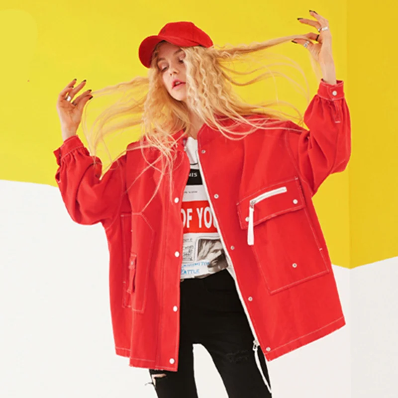 

Spring New Fashion Long sleeves Single breasted High-quality Female Zipper coat Short Women Loose Jackets C 275