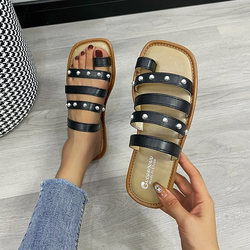 

2023 New Shoes for Women Basic Women's Slippers Summer Daily Slippers Solid Color Flat Shoes Ladies Zapatillas De Mujer Indoor