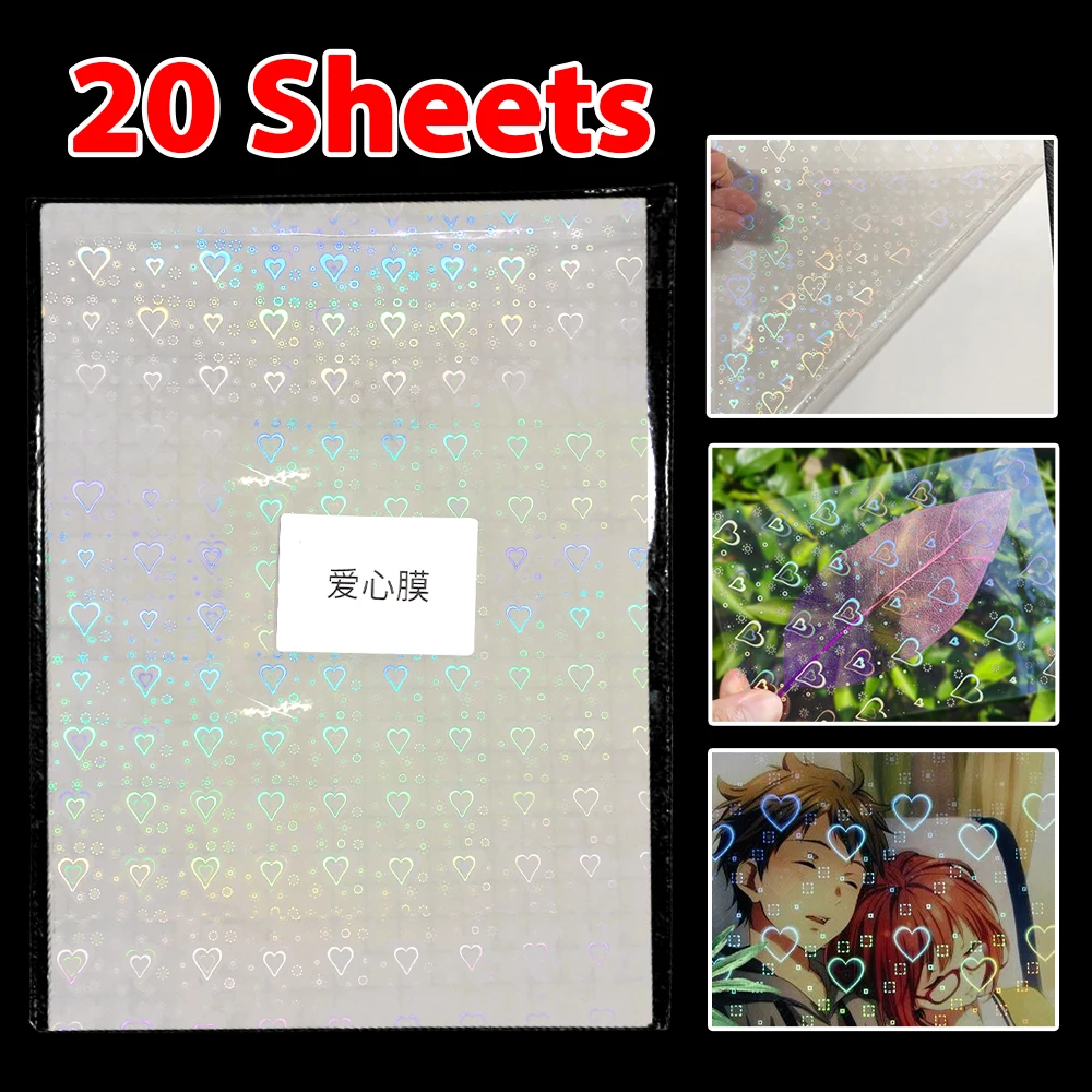 20 Sheets Adhesive Tape Love Heart Black Stars Cold Lamination Film Hot Stamping On Paper DIY Color Card Photo Laminating Film
