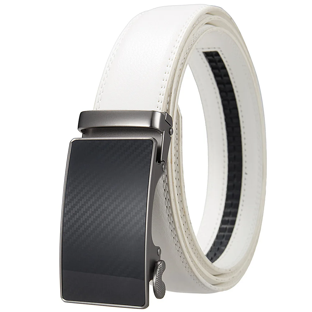 Мужской ремень из натуральной кожи с автоматической металлической пряжкой