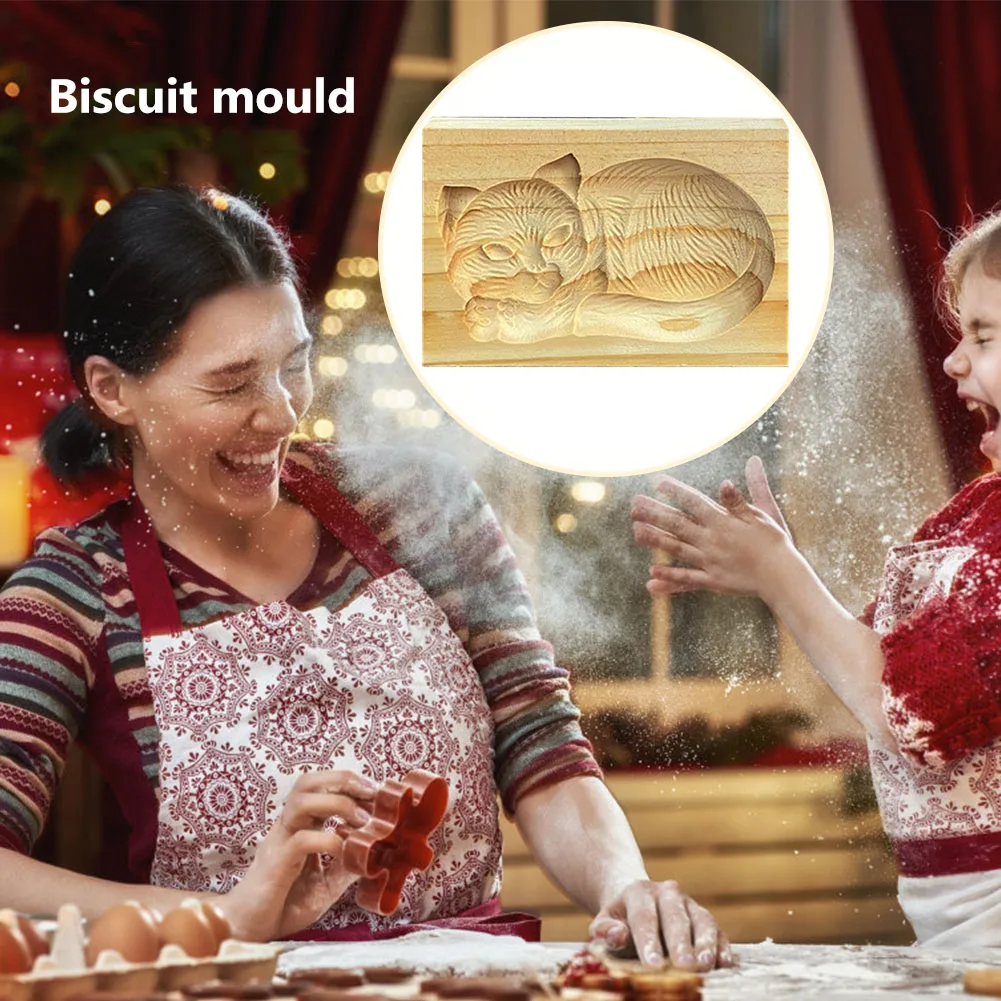 

Wooden Cookie Mold Gingerbread Biscuit Mould DIY Cake Carved Embossing Kitchen Baking Tool