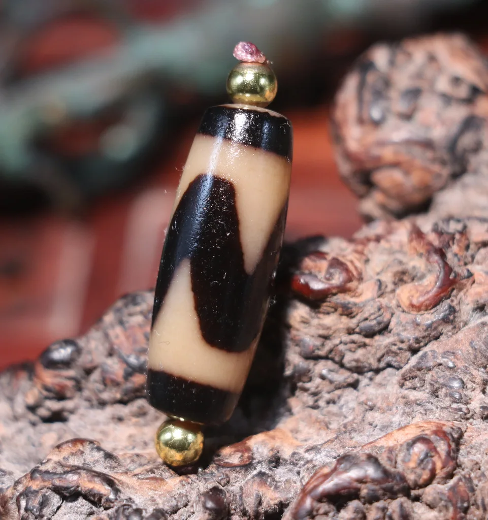 UPD0320C16 энергетический Тибетский Старый Агат жирная патина острый тигровый зуб