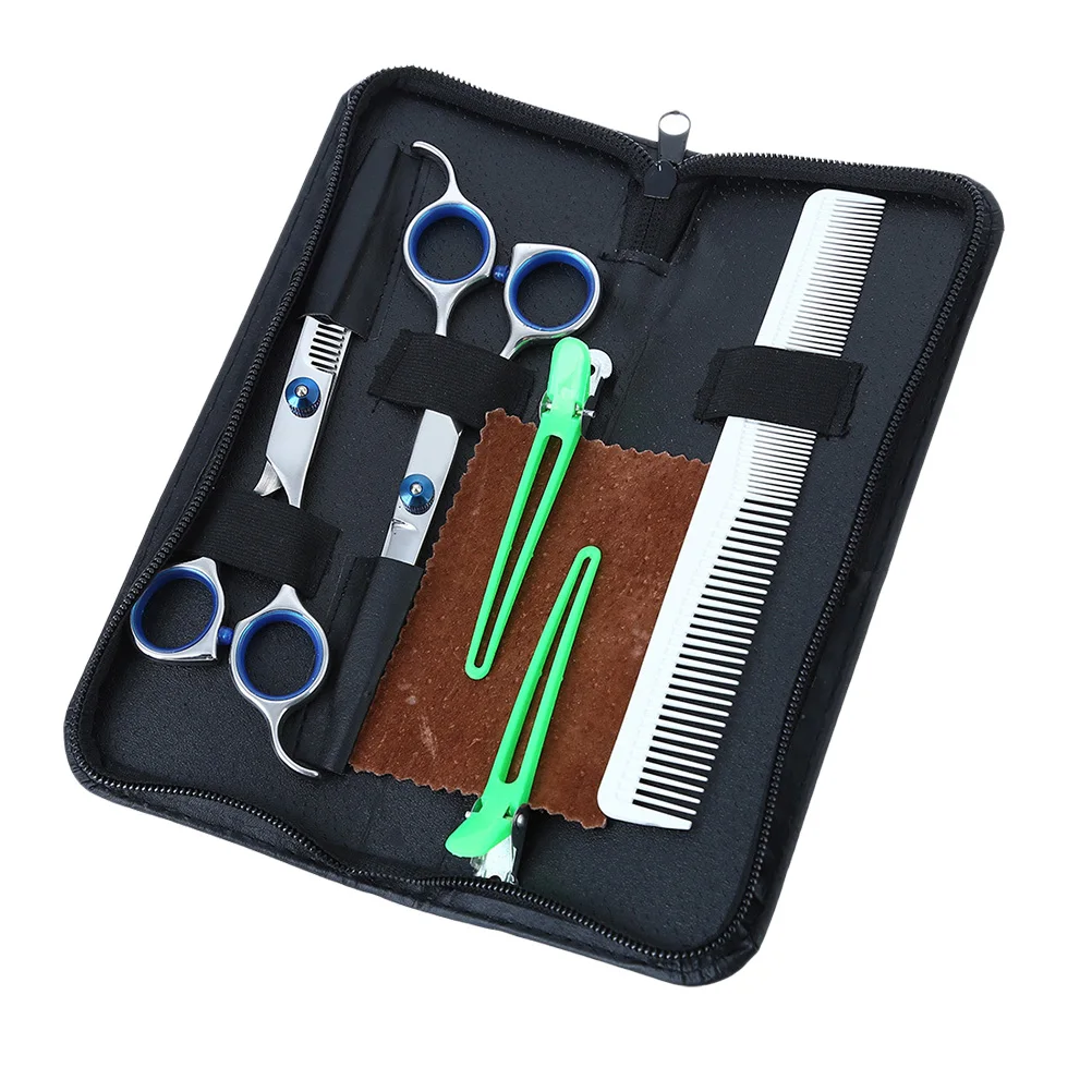 

5PCS/Set Hair Cutting Combo Set Practical Flat Shears Scissors Thinning /Cutting Scissors Tool Accessories Random Color