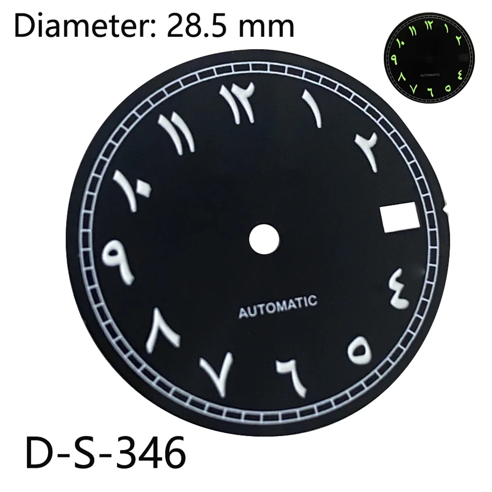 

28.5mm S Logo Green Luminous Sunburst Roman Numerals Watch Dial C3 Fit NH35/36/4R/7SMovement Watch Accessories