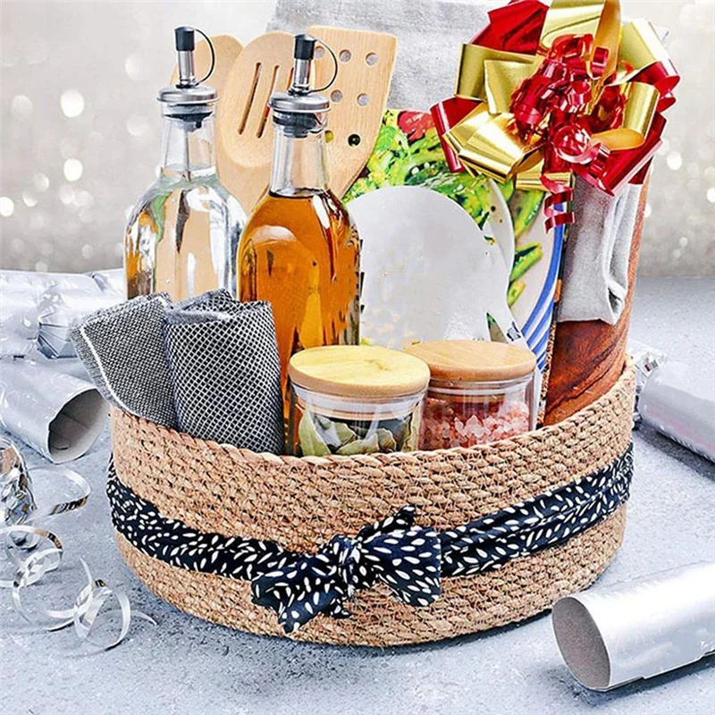 Соломенная плетеная корзина для белья износостойкая сумка хранения закусок