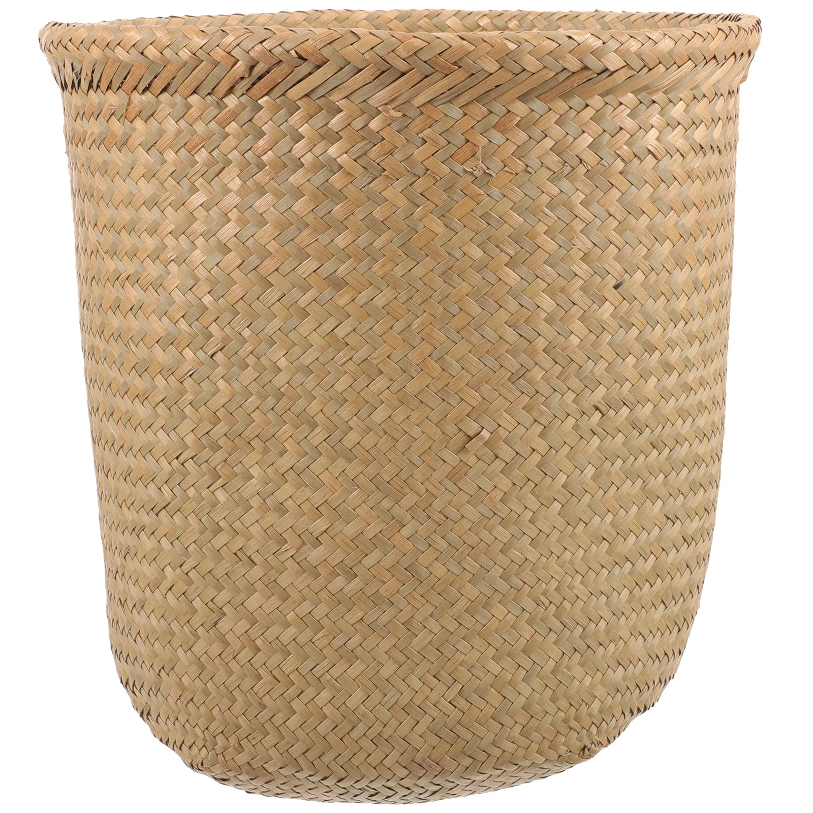 

Storage Bucket Office Laundry Hamper Lid Wicker Wastebasket Seaweed Convenient Trash