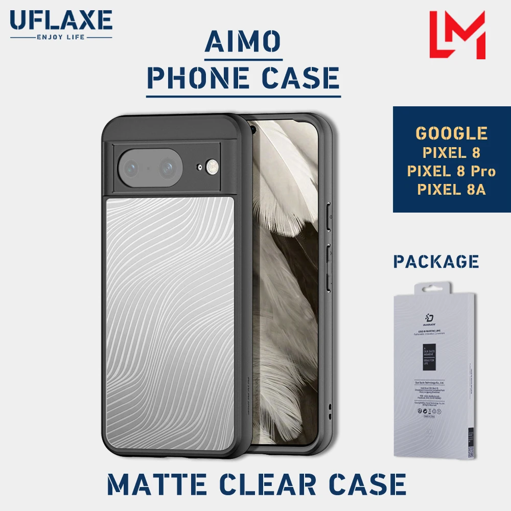 

UFLAXE AIMO Shockproof Hard Case for Google Pixel 8 Pixel 8 Pro Pixel 8A Matte Clear Full Protection Cover anti-yellow Casing