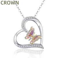 crown fashion necklace artificial diamond womens jewelry butterfly accessories love pendant exquisite decorations