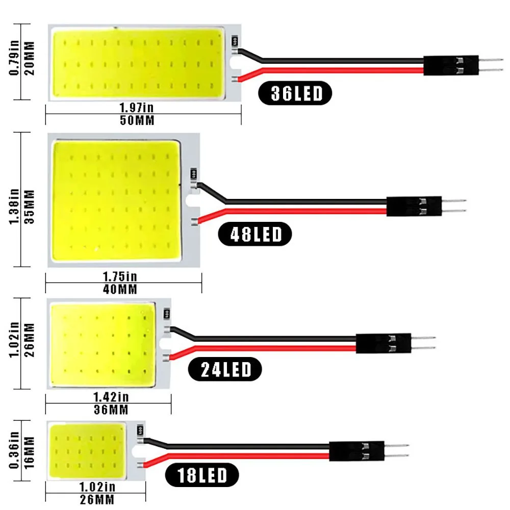 

1pcs Festoon LED COB Signal Bulbs 18/24/36/48 Lights C5W 168 Car Interior Reading Lights T10 White Dome License Plate Lamp