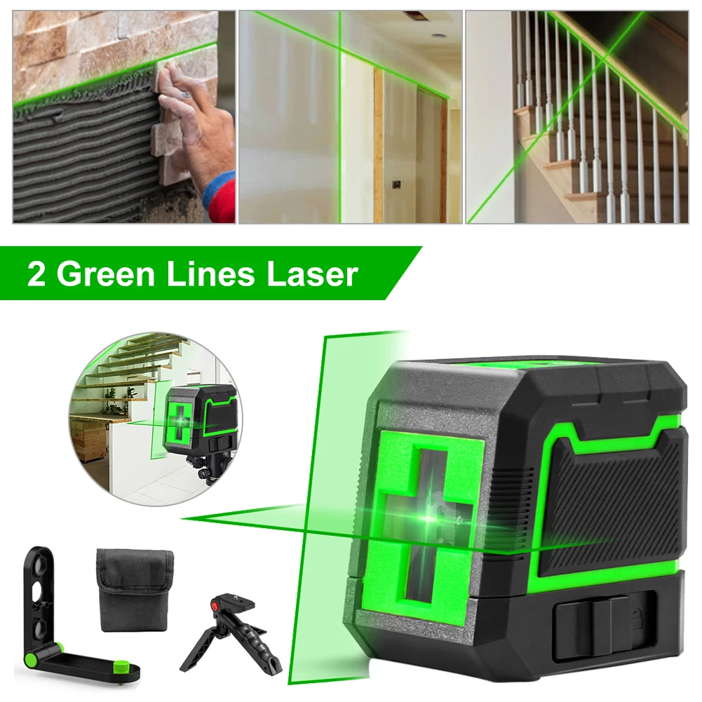 

Laser Level Self-Leveling Green Beam Cross Line with Tripod Wall Bracket Horizontal & Vertical for Construction Picture Hanging