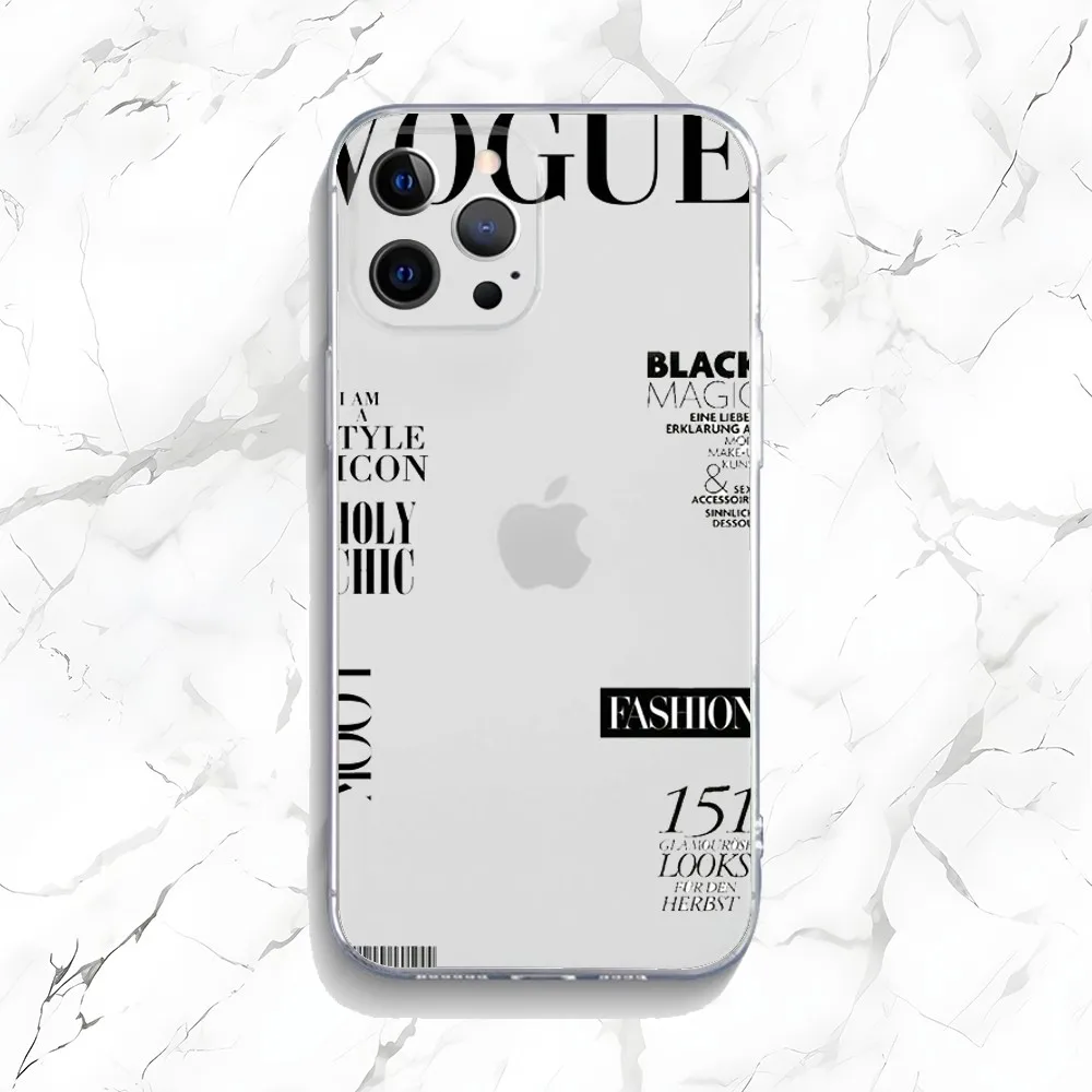 Чехол для телефона Fashion Magazine V-Vogues iPhone 16 15 14 13 12 11 Plus Pro Max XR XS X 7 8 SE мини-прозрачный