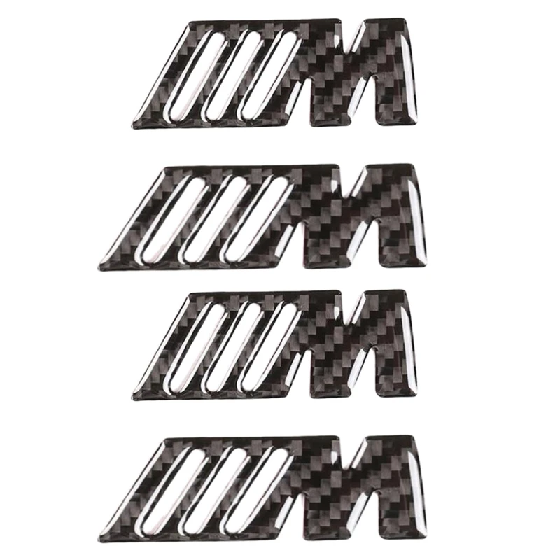 

M Standard 4Pcs Carbon Fiber Fender Side +Rear Trunk Emblems Logo Decal Badge Sticker For All -BMW