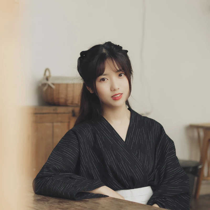 Традиционное японское кимоно для женщин полиэстер рукава три четверти