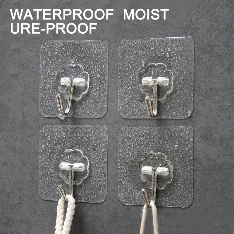 1/2/3/5/10 Household Transparent Strong Self-adhesive Door Wall Hook Suction Heavy Duty Shelf Suction Cup Kitchen Bathroom Hook