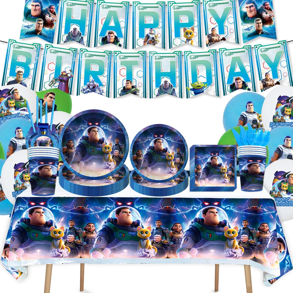 

Buzz Lightyear Movie Party Supplies Baby Shower Plate Cup Straw Napkins Balloon Decoration Banner Kids Adult Favor