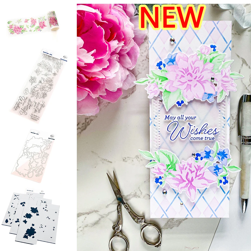 

Художественные новые металлические Вырубные штампы DAHLIA для новой металлической резки Washi для 2023 Скрапбукинг дневник декоративный тисненый шаблон