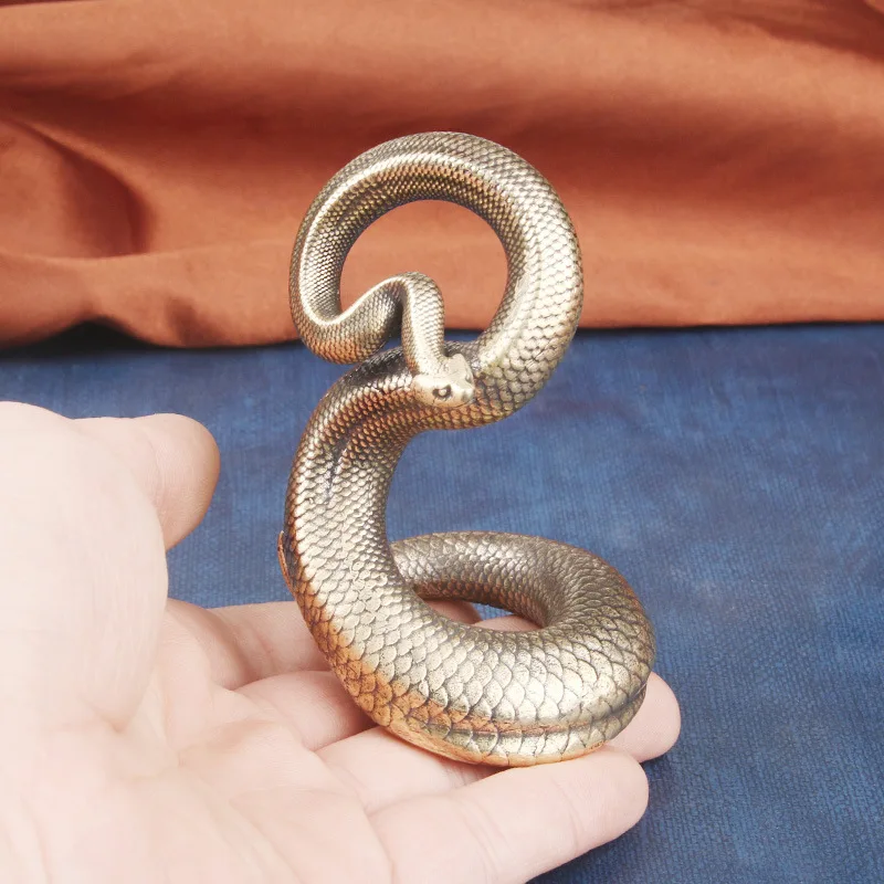 Фото Твердая латунь Viper, настольное украшение, год зодиака, змея, бронзовая скульптура, ремесло, подарок, медная посуда, оптовая продажа №4