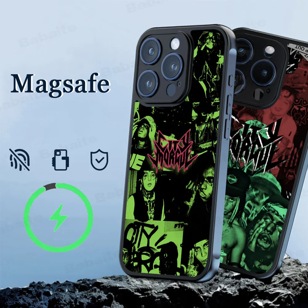 C-City M-Morgue Zillakami Phone Case Magesafe Magnetic Wireless Charge For iPhone 16 11 12 13 14 15 Pro Max Plus Mini
