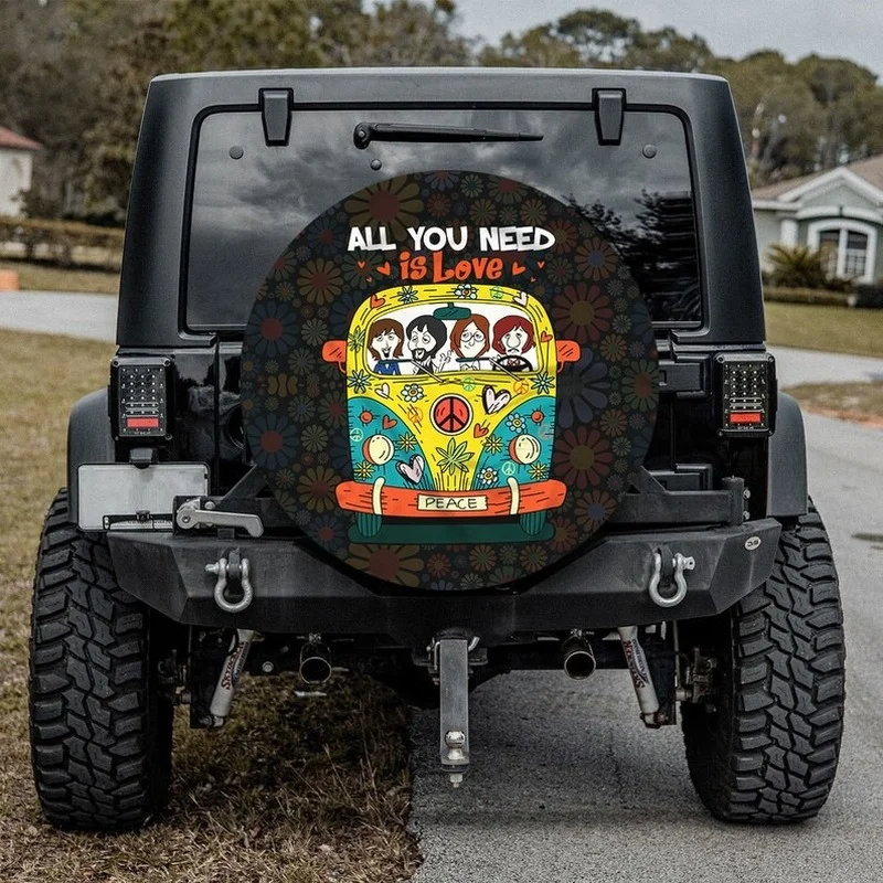 

Peace Hippie All You Need Tire Cover-Universal Wheel Tire Cover for Trailer, RV, SUV, Truck