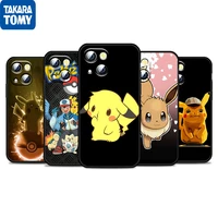 pikachu cartoon cute for apple iphone 13 12 11 pro max mini xs max x xr 6 7 8 plus 5s se2020 soft black phone case fundas cover