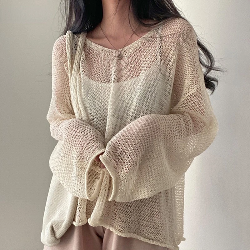

Lazy Style Full Sleeves Jumpers Tops Hollow Out Sexy Women Fashion Casual Streetwear Chic Femme Sweaters Pullovers