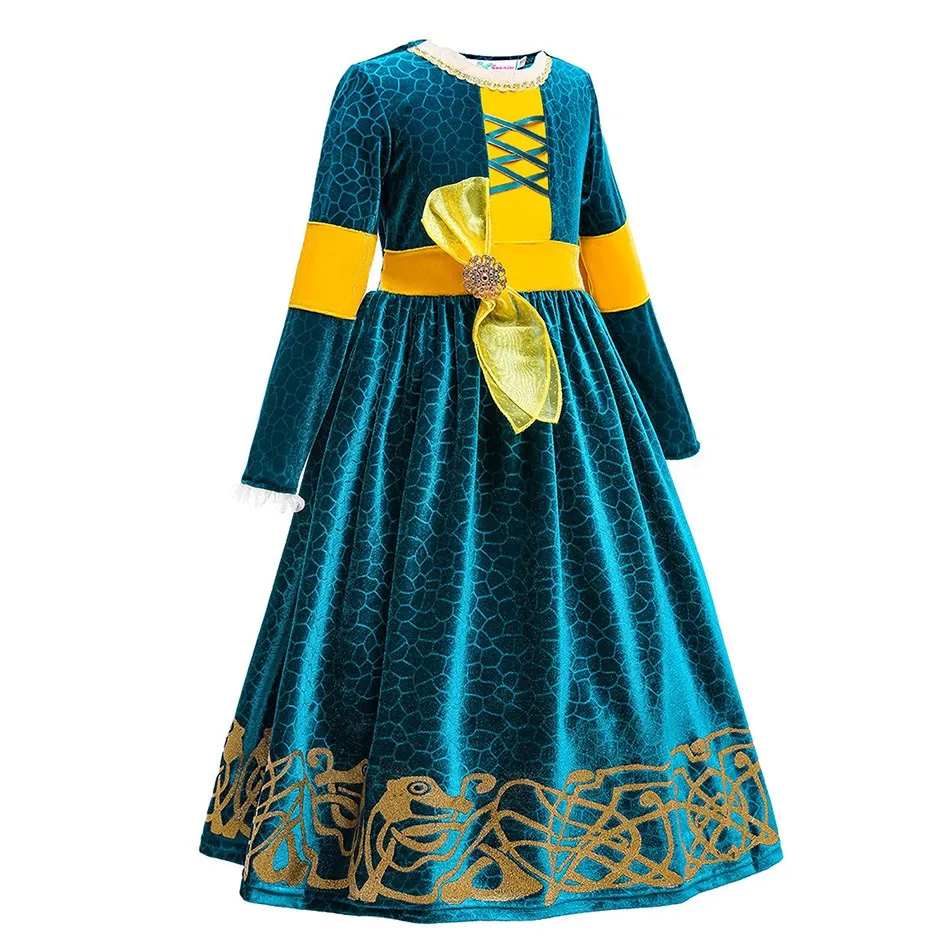 Детская одежда Платья принцессы Brave Merida для девочек на Хэллоуин День рождения
