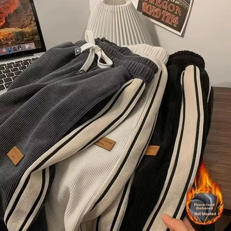 Модные вельветовые мужские брюки свободного кроя в повседневном стиле