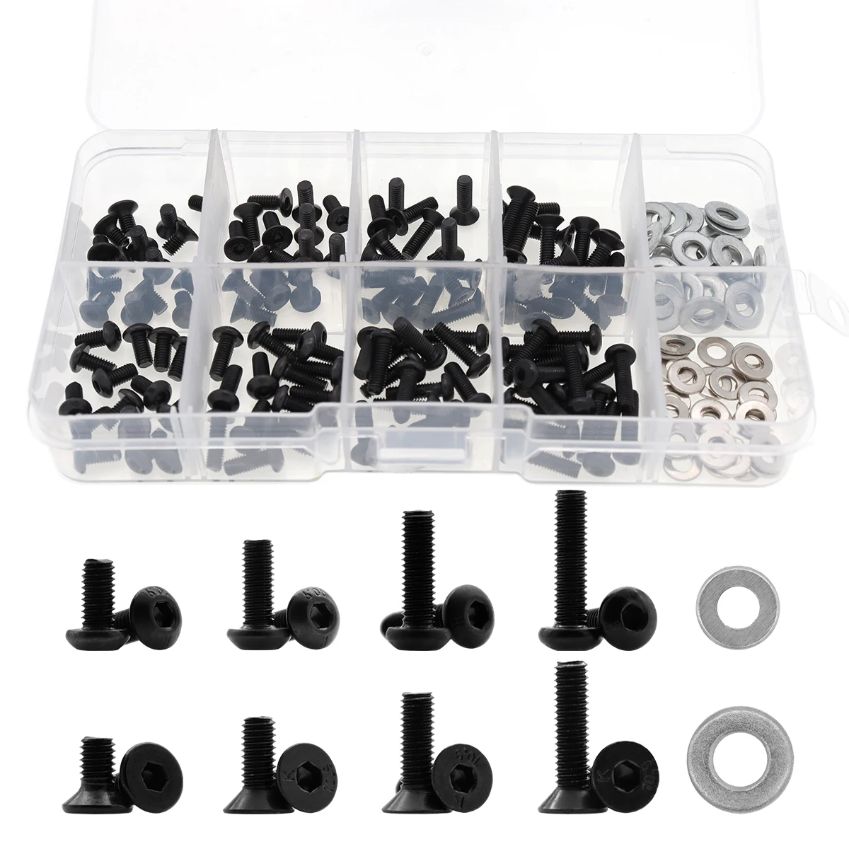 

RC Screw Kit & 340pcs M3 M4 Bolts Washers Hardware Fasteners for Traxxas Axial Redcat HSP HPI Arrma Losi 1/8 1:10 Scale RC Cars
