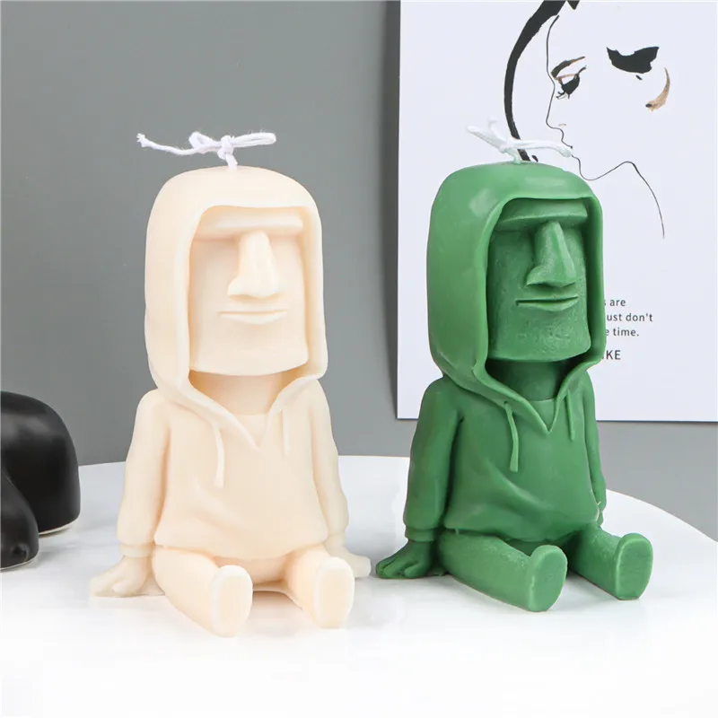 

Realistic Egyptian Stone Man Candle Silicone Mold Easter Island Statues Greek Culture Retro Statue Art Soap Mould Tool