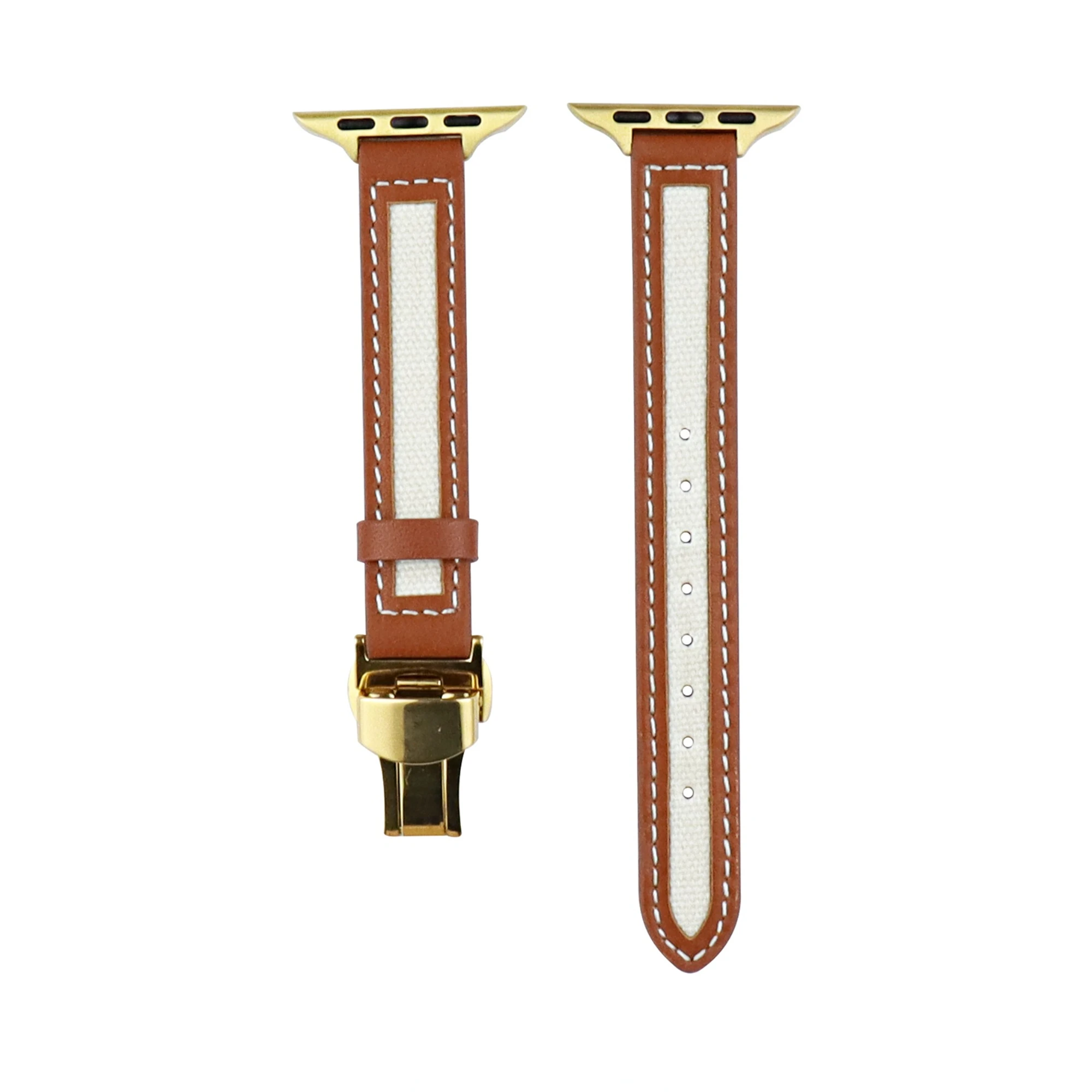 

Ремешок кожаный для Apple Watch 8/7/6/5/4/3/SE, модный ультратонкий складной полотняный браслет с застежкой для iWatch