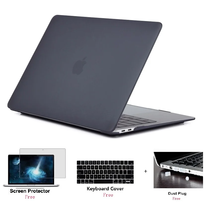 

Case For Macbook Air 13 2019 2018 Retina Pro 13 15 2019 A2159 A1466 A1990 A1932 Hard Cover+ Keyboard Cover Screen Film Dustplug