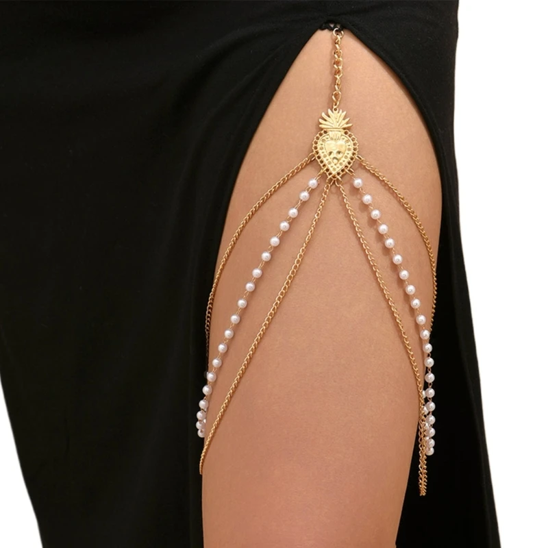 

Multi-layer Pineapple Thigh Chain Summer Seaside Party Leg Chain for Woman HXBA