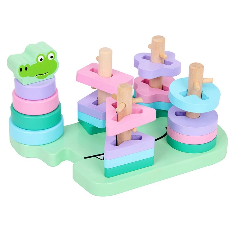 

Wooden Puzzles Building Block Geometric Shapes Kids Education Toys