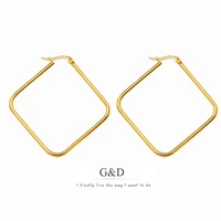 gd new trendy square geometric stainless steel 50mm large hoop earrings minimalism tarnish free non allergic jewelry for women