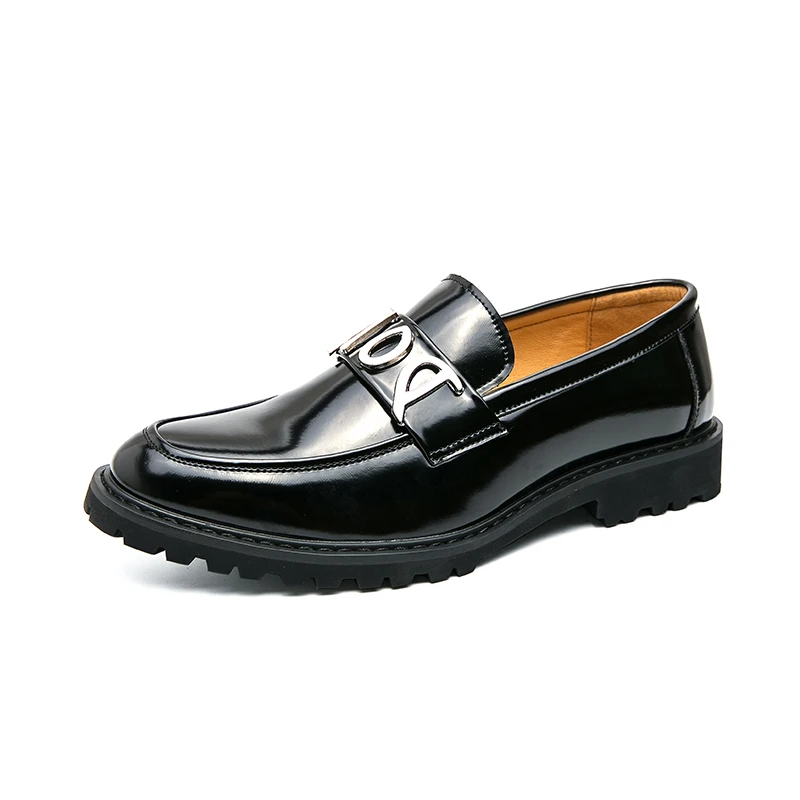 

Man Loafers Classics Fashion Slip-On Shoes Round Toe Leather Solid Color Daily Black Party Wedding Dress Casual shoes
