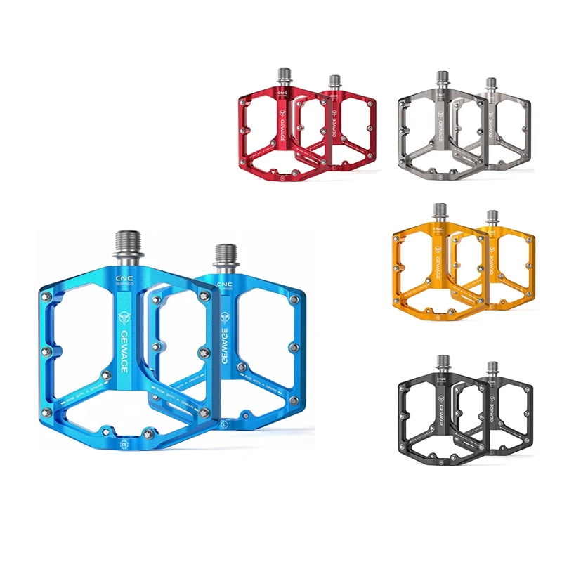 

GEWAGE Road/Mountain Bike Pedals - 3 Bearings Bicycle Pedals - 9/16Inch CNC Machined Flat Pedals Bicycle Parts