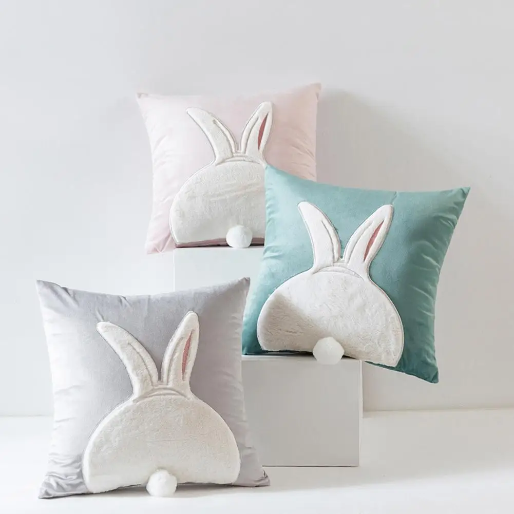 

Cute Ins Wind Crystal Pile Pillow Small Rabbit Square Car Room Decoration Waist Pillowcase Cushion Living Protection Sofa P E0Z5