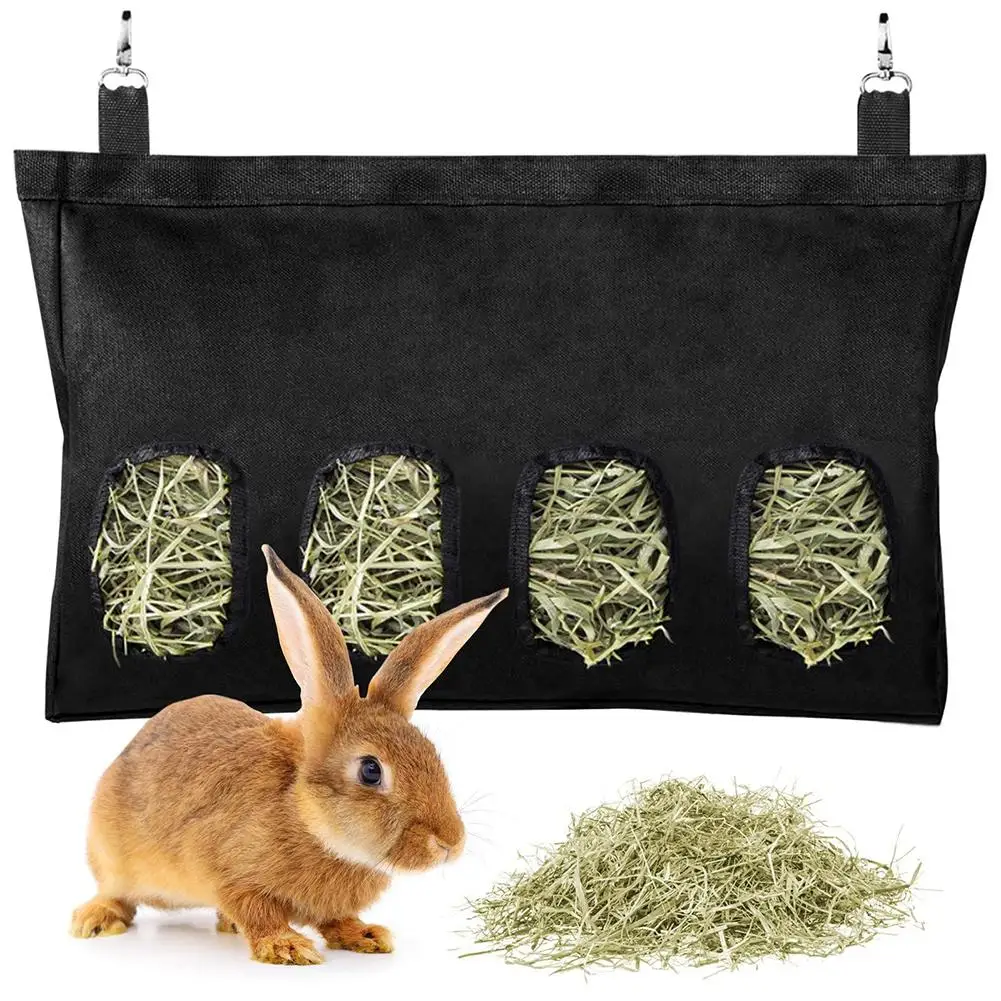 Подвесной мешок для кормушки кролика для сена, вместительный держатель для сена с 2/4 отверстиями для кормления, для морских свинок, Шиншилла...