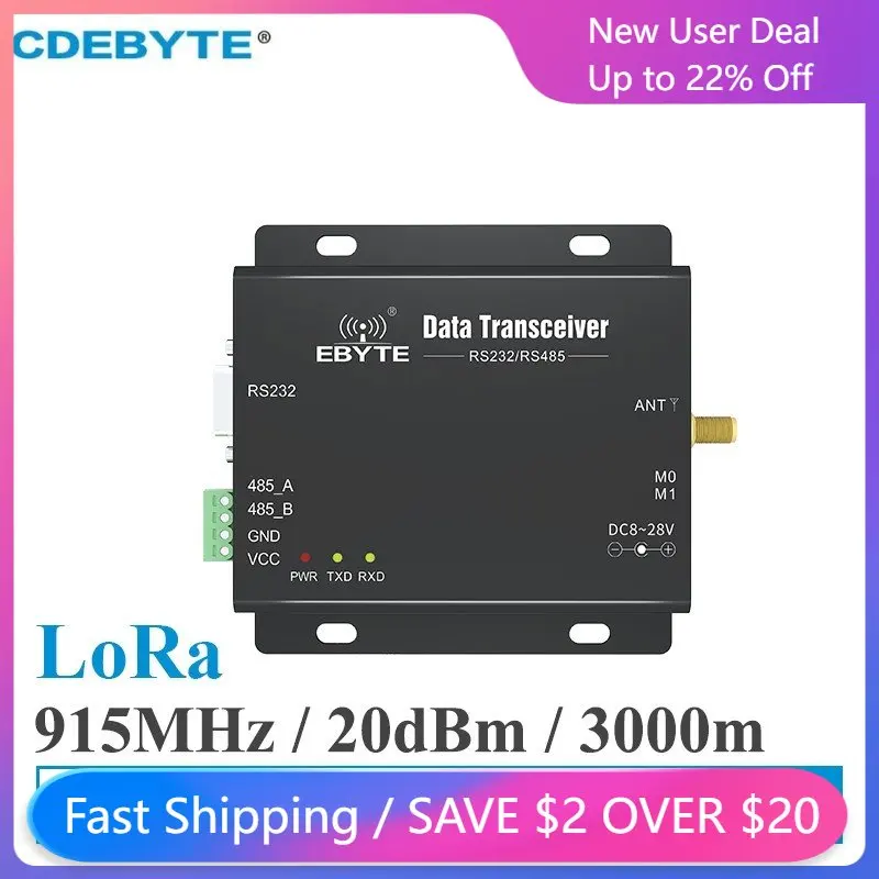 

LoRa SX1276 915MHz RS485 RS232 20dBm 3KM Range E32-DTU-915L20 Transmitter and Receiver Uhf Module RF DTU 915MHz Transceiver