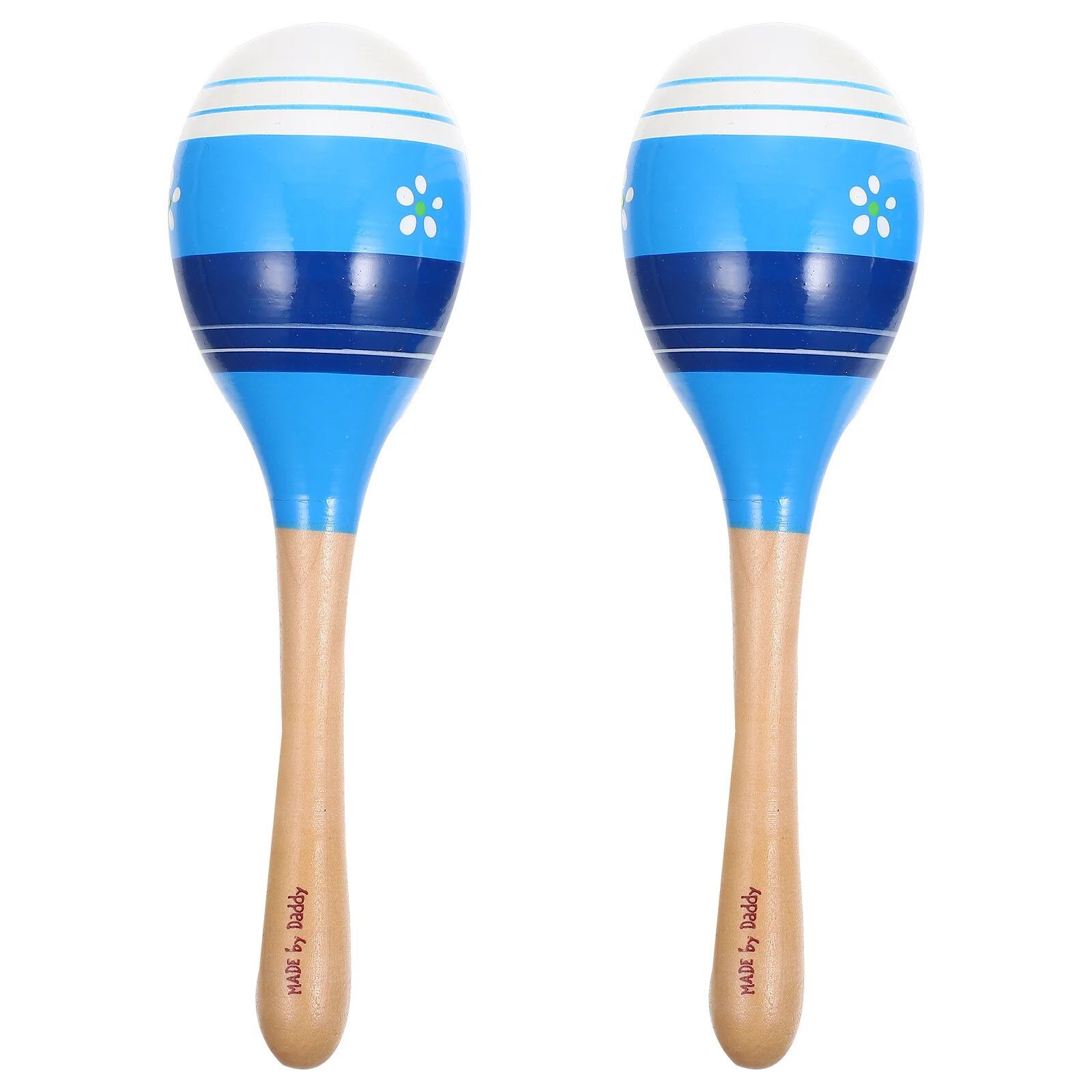

2 Pcs Musical Toys Striped Cartoon Maracas Children Instrument Plaything Baby 20x5.8cm Blue Wood Sand Hammer