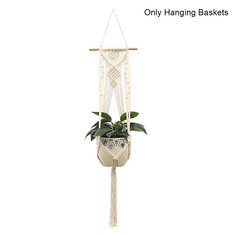 

Indoor Outdoor Basket Handmade Display Office Cotton Rope For Flower Pot Balcony Decor Courtyard Macrame Plant Hanger Door Wall